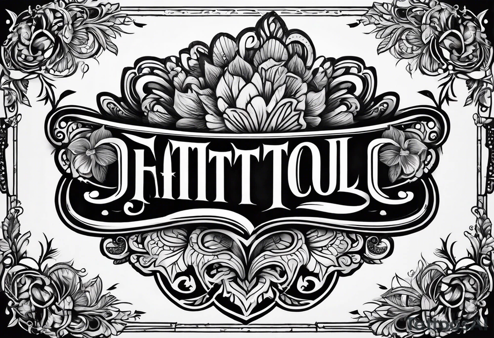 upper back tattoo from shoulder to shoulder with the word FAMILY tattoo idea