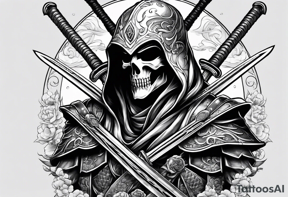 Phantom holding two swords tattoo idea