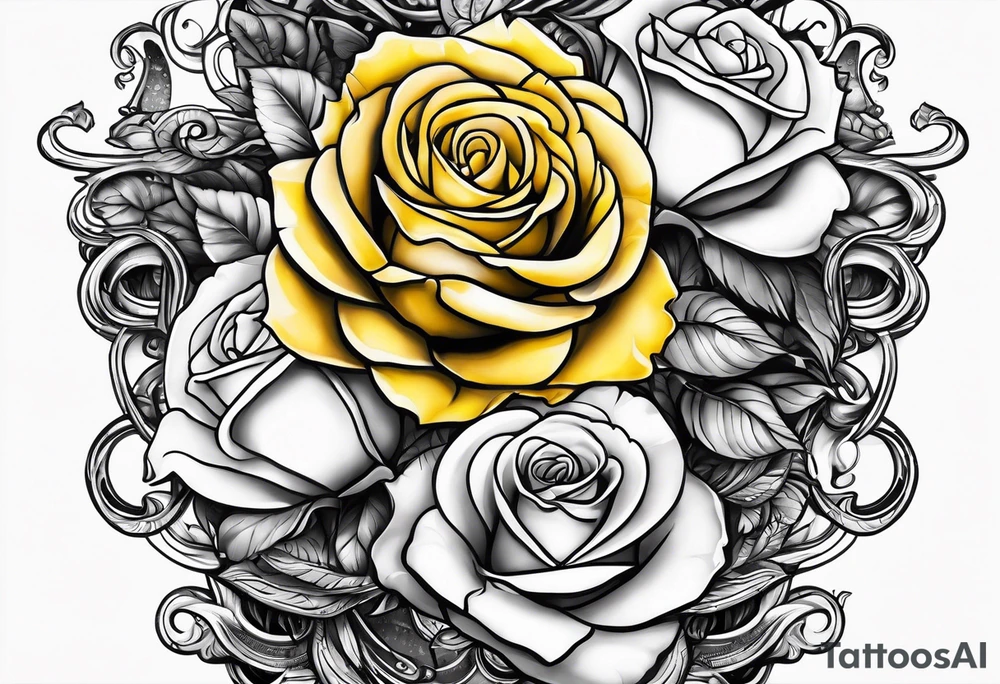 crown of yellow roses tattoo idea