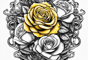 crown of yellow roses tattoo idea