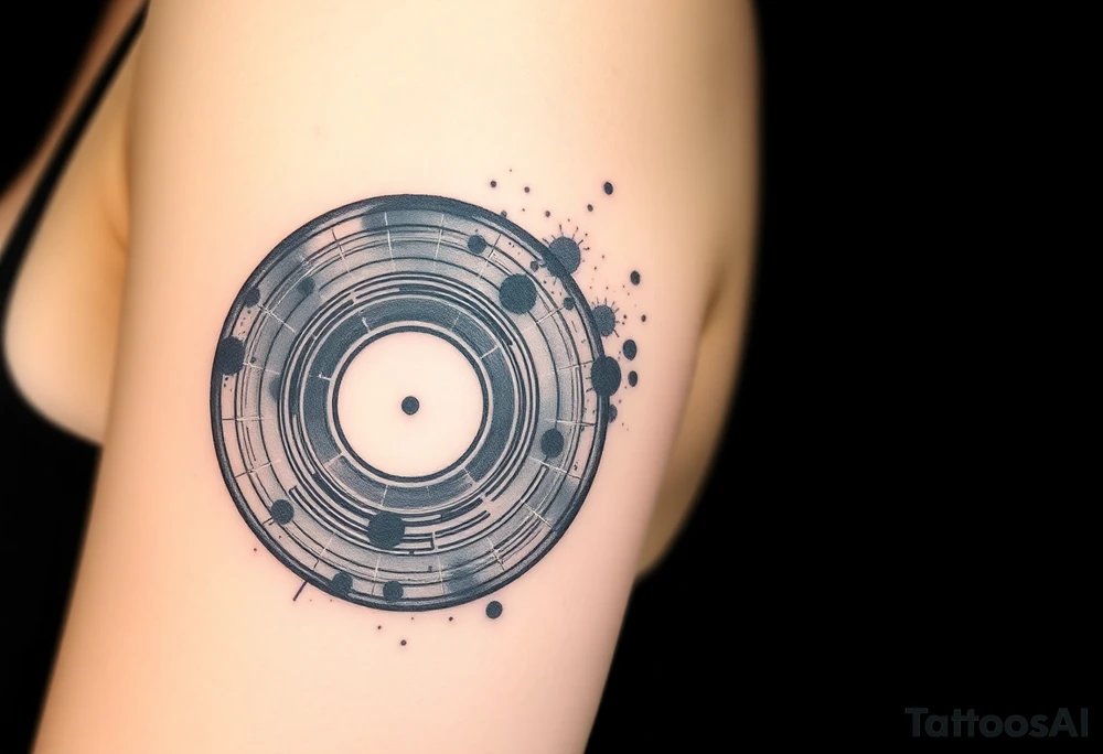 vinyl record and disco ball tattoo idea