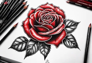 a red rose with stem and thorns tattoo idea