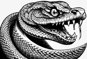 Snake with an evil eye in its mouth tattoo idea