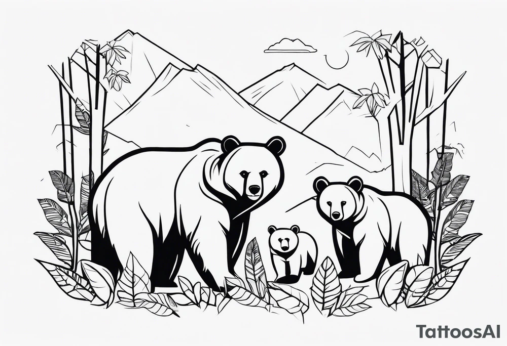 bears in jungle tattoo idea