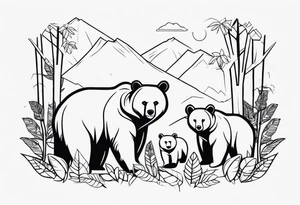 bears in jungle tattoo idea