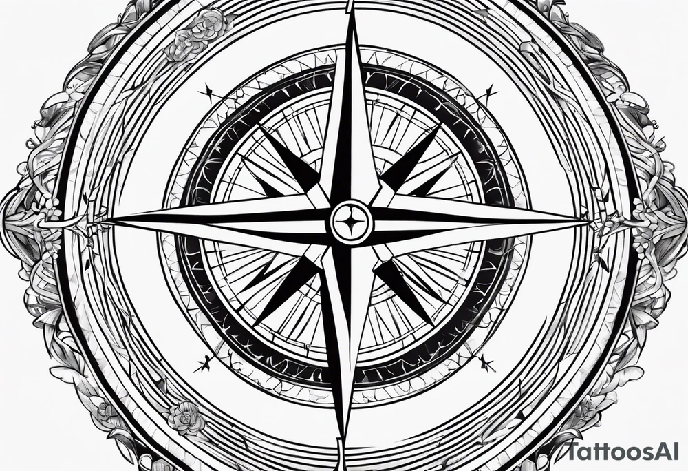 Compass with cross tattoo idea