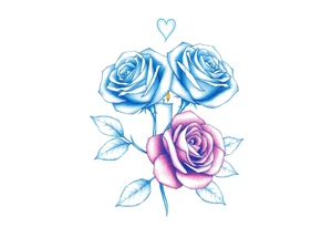 Passed love one, two roses, two candles, blue tattoo idea