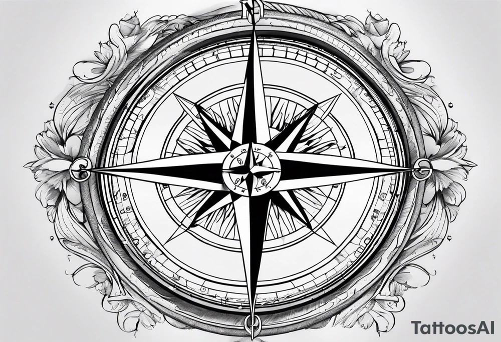 Nautical compass with firedapartment tattoo idea
