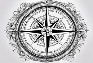 Nautical compass with firedapartment tattoo idea