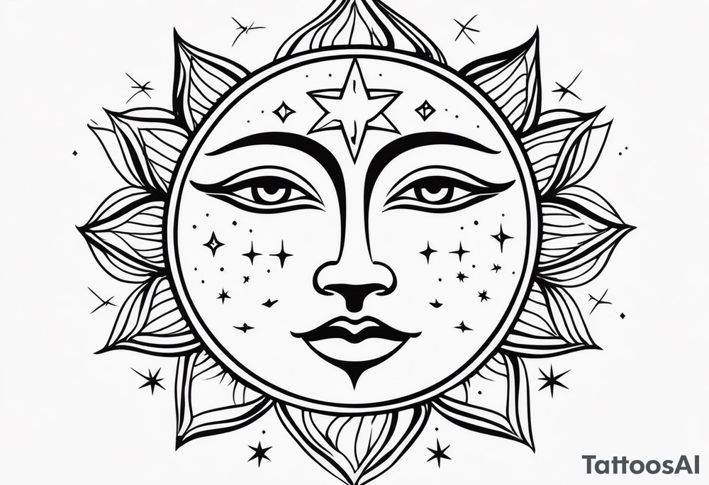 Celestial Sun Face tattoo idea