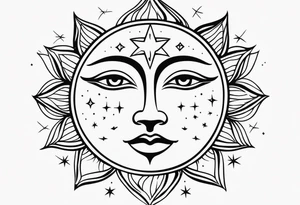 Celestial Sun Face tattoo idea