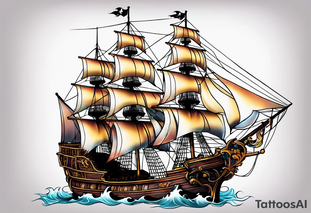 Ship pirate, flower tattoo idea