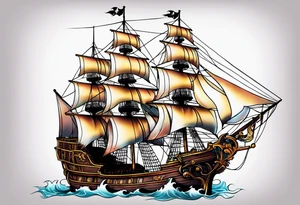 Ship pirate, flower tattoo idea