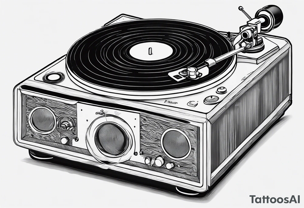A recordplayer fineline minimalistic tattoo idea