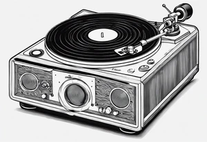 A recordplayer fineline minimalistic tattoo idea