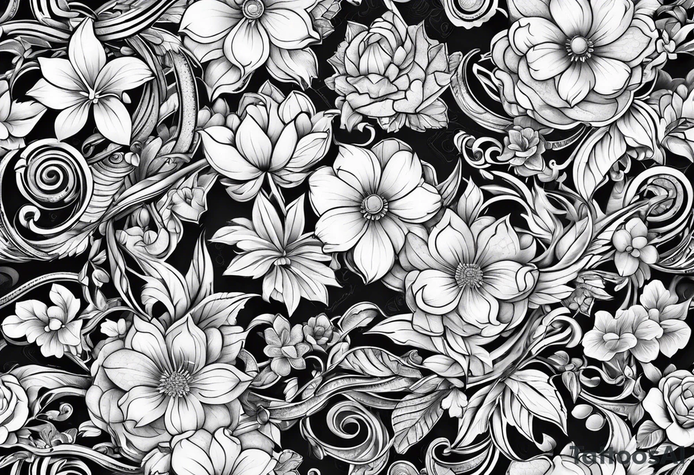 Chain with flowers tattoo idea