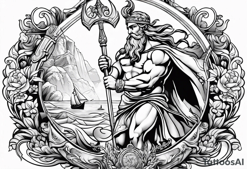 Olympian Hermes and Poseidon tattoo idea