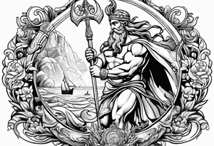 Olympian Hermes and Poseidon tattoo idea
