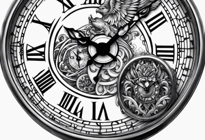 hand holding a clock that says God’s Timing tattoo idea