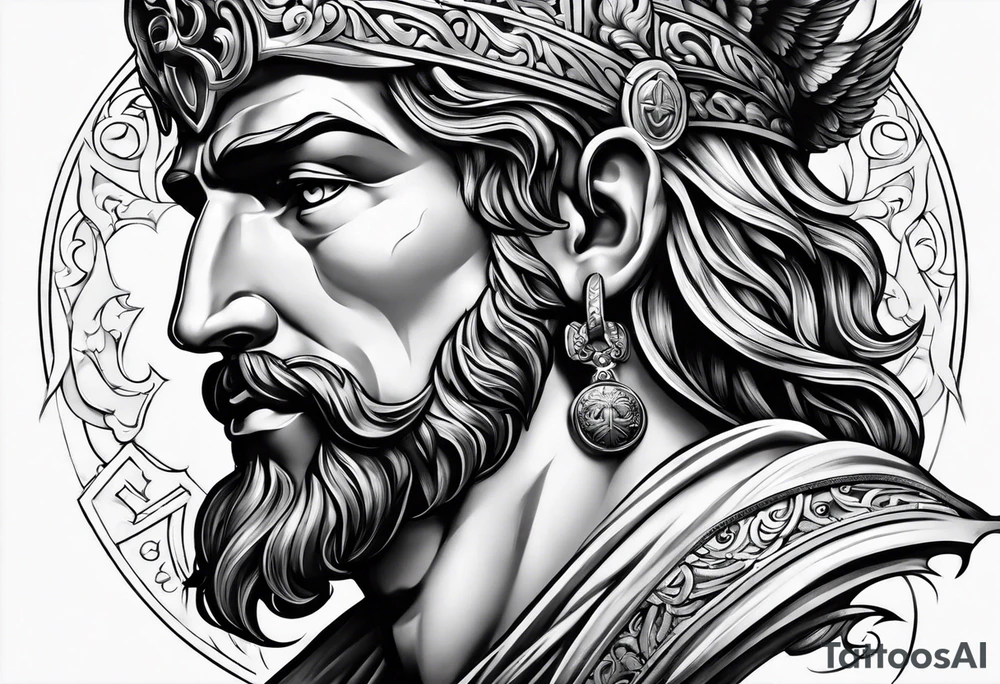 Greek or Roman mythology half sleeve men god tattoo idea