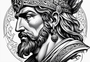 Greek or Roman mythology half sleeve  men god tattoo idea