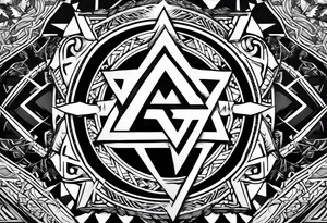 Valhalla  round 
shield axe sword valknut tattoo idea