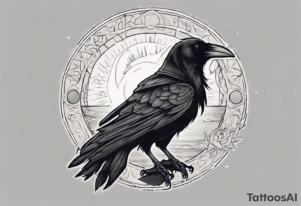 Cunning Raven with the Sun. tattoo idea
