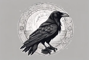 Cunning Raven with the Sun. tattoo idea