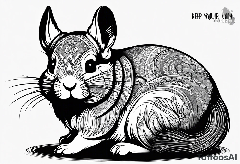Cute Chinchilla mit Schrift unten "keep your chin up" tattoo idea