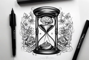 Sagittal brain inside hourglass tattoo idea