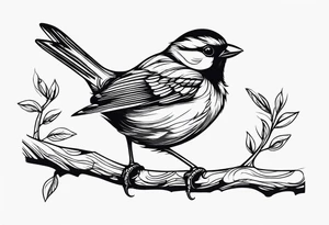 Sparrow taking off from breaking branch tattoo idea