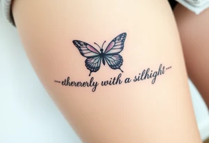ethereal butterfly with flowing silk ribbons in moonlight tattoo idea