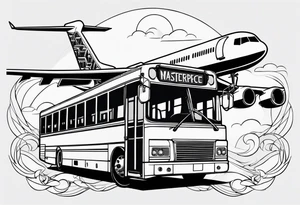 A bus with airplane wings tattoo idea