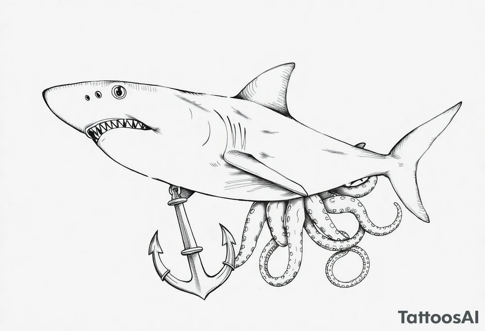 Hammerhead shark,anchor,octopus. tattoo idea