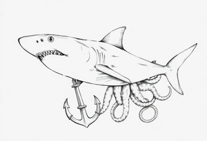 Hammerhead shark,anchor,octopus. tattoo idea
