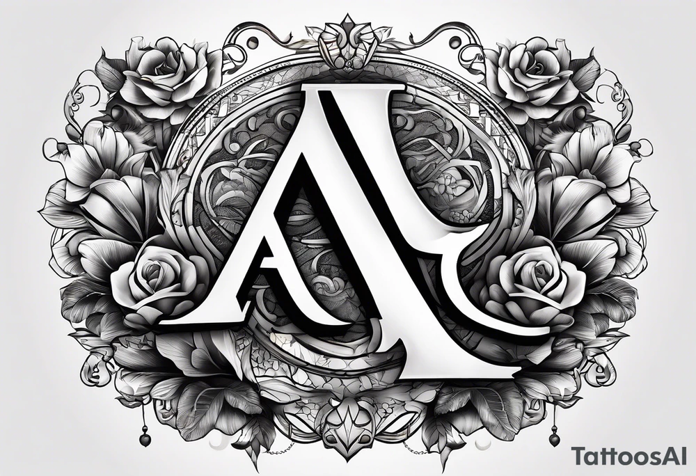The letters AR together with the words always ready going down the side of the letters tattoo idea
