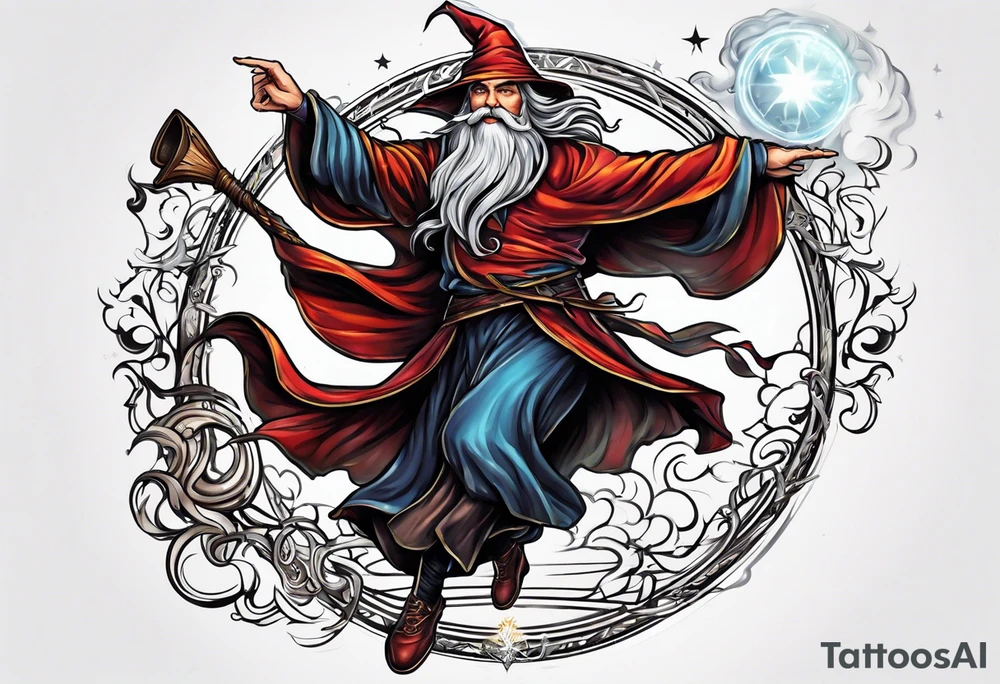 leaping wizard tattoo idea