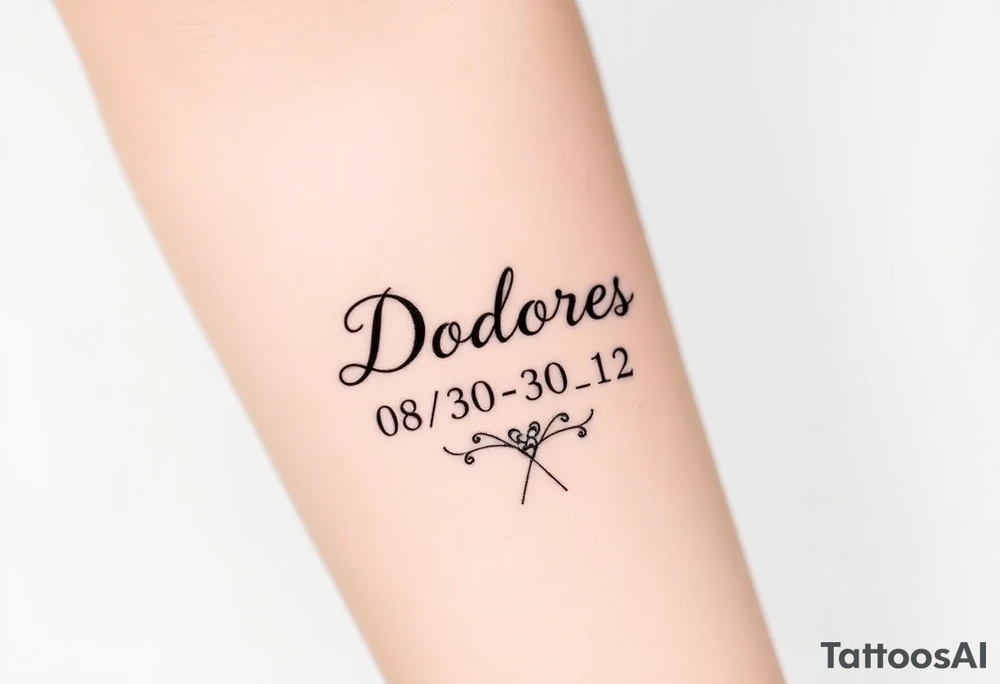 Memorial tattoo
Dolores 08/30/33-01/30-22 tattoo idea