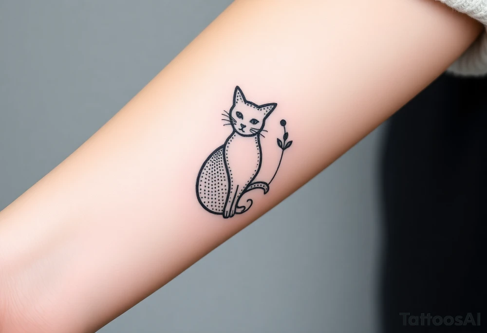 Goddess artemis including cat and mugwort tattoo idea