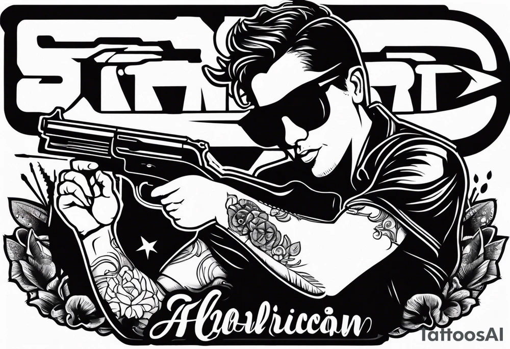 capricorn with sunglasses and a shotgun tattoo idea