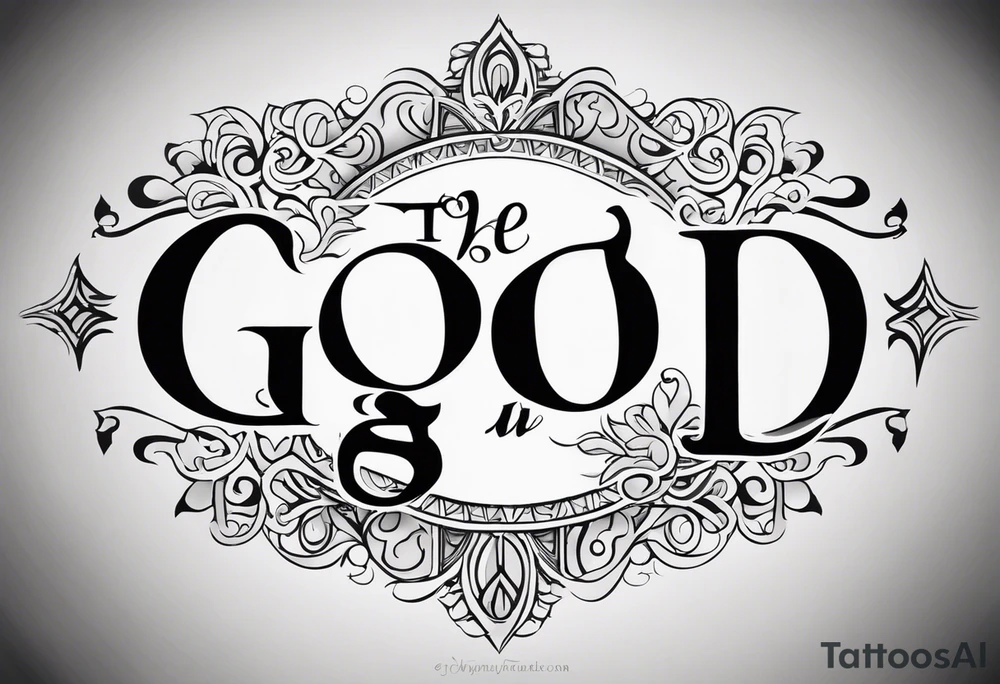 The word God in a biblical text tattoo idea