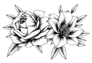 peonies and lilies with medusa tattoo idea