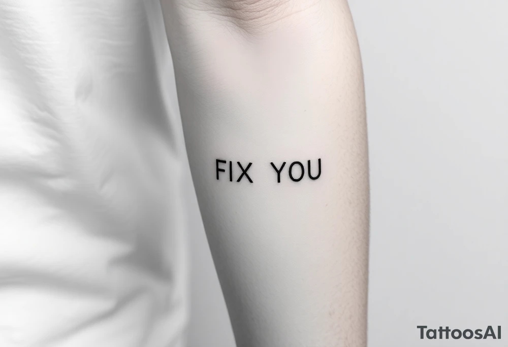 flash tattoo sheet FIX YOU text minimalist tattoo idea