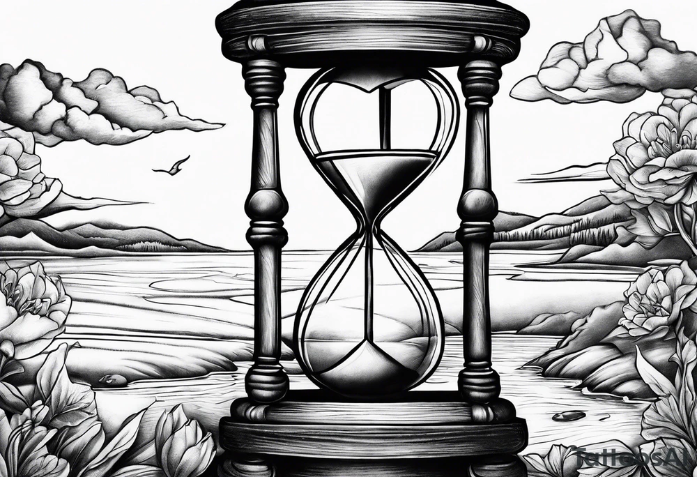 hourglass grandfather memorial sunset tattoo idea