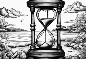 hourglass grandfather memorial sunset tattoo idea