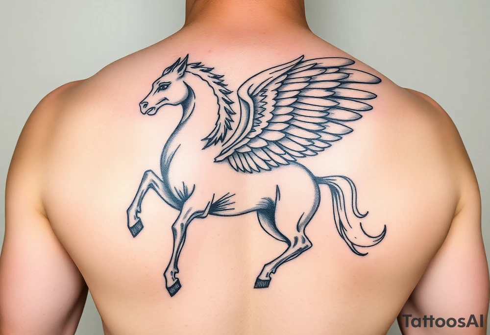 A fierce whimsical, Pegasus, shaded greys forearm and hand
 Make it suitable for an arm tattoo idea