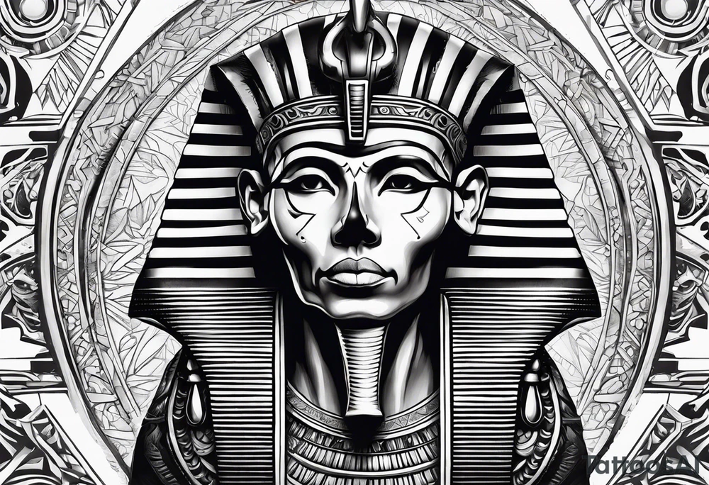 pharaoh skull realistic tattoo idea