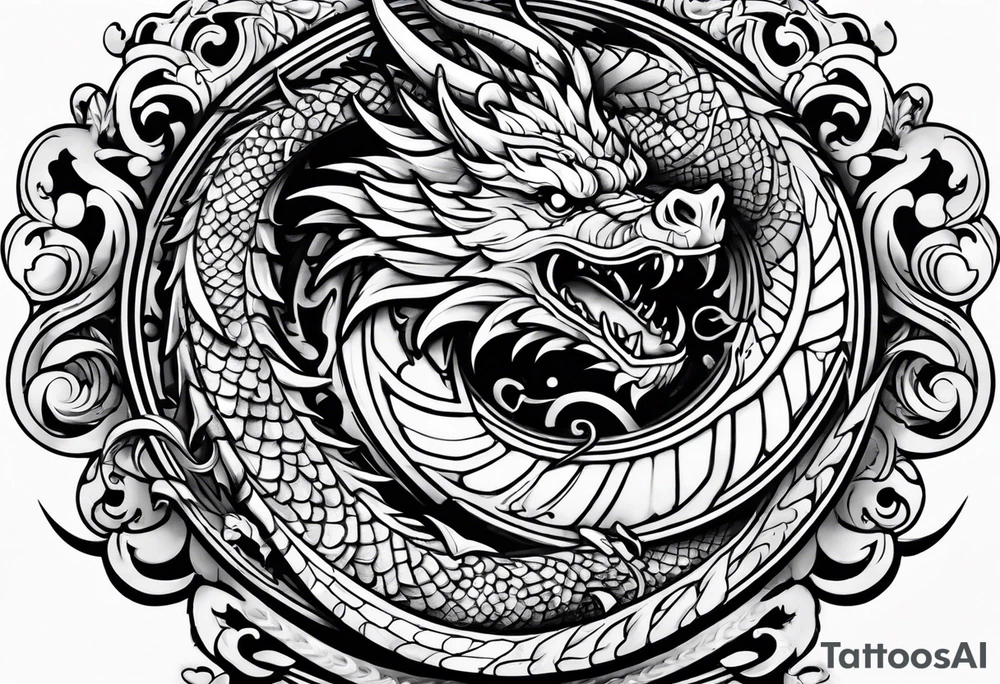 Old school dragon swirling tattoo idea