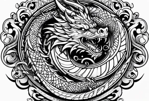 Old school dragon swirling tattoo idea