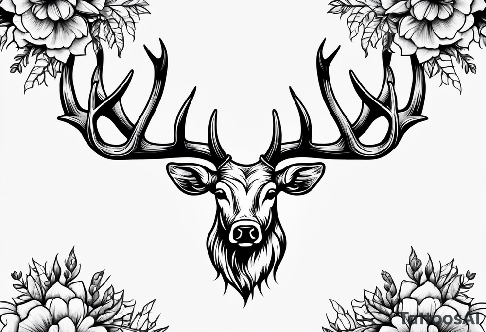 antlers rapped in barbed wire and flowers tattoo idea antlers rapped in barbed wire and flowers tattoo idea
